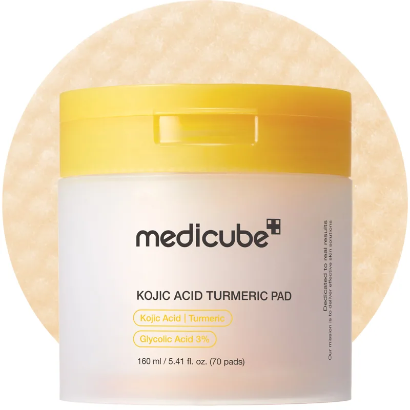 Medicube Kojic Acid Turmeric Clarifying Toner Pad — 70 discos