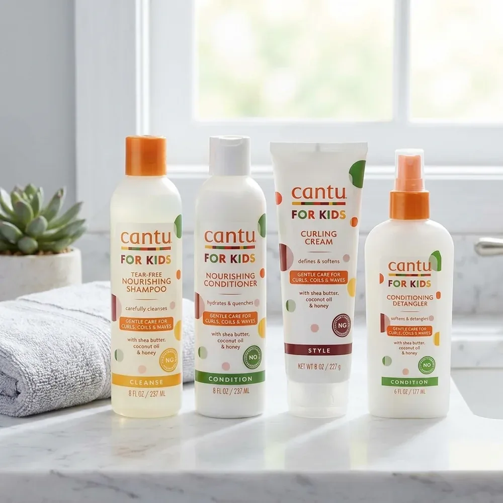 Cantu Care for Kids set de 4: champú, acondicionador, desenredante y crema de rizos